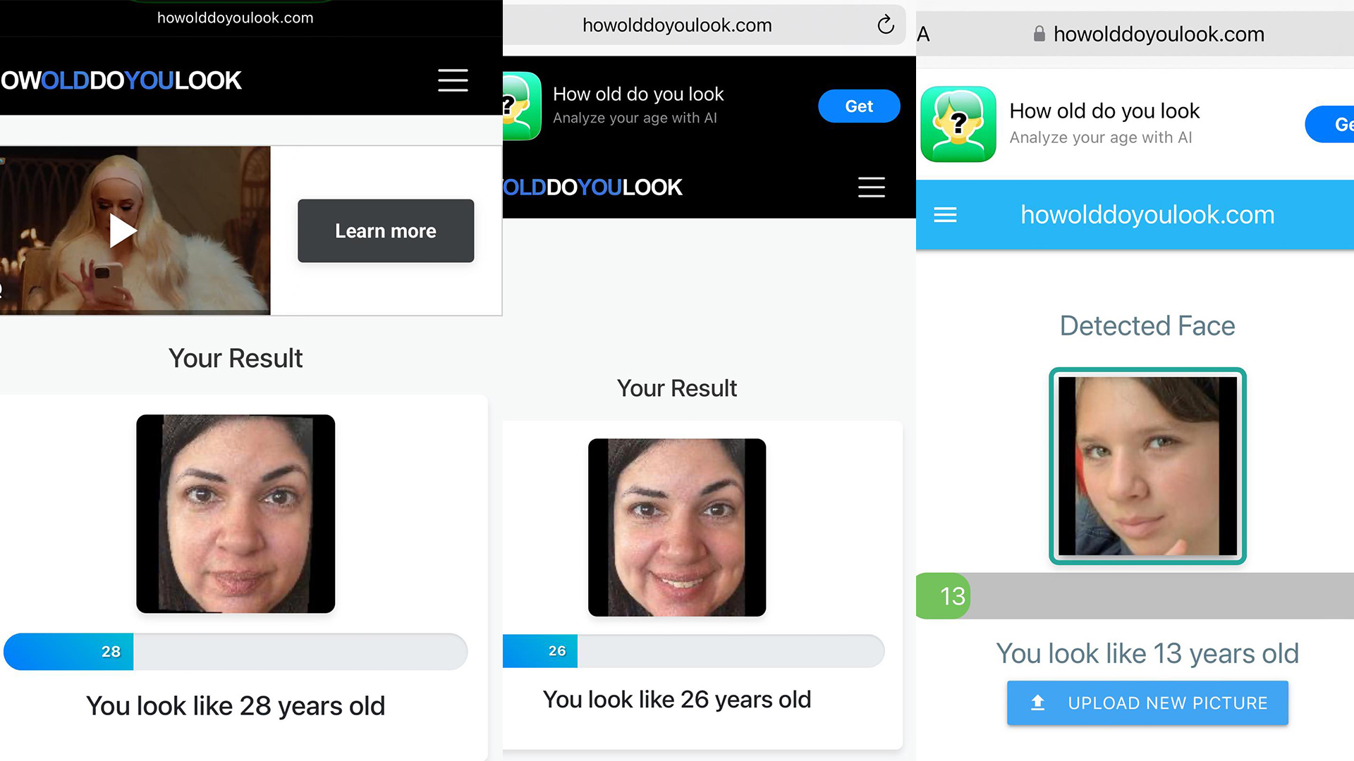 How Old Do I Look dot com grabs