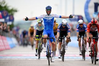 MELFI ITALY MAY 08 Michael Matthews of Australia and Team Jayco AlUla celebrates at finish line as stage winner during the 106th Giro dItalia 2023 Stage 3 a 213km stage from Vasto to Melfi 532m UCIWT on May 08 2023 in Melfi Italy Photo by Stuart FranklinGetty Images