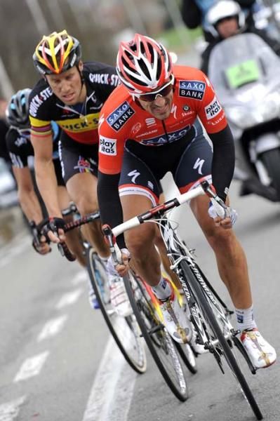 Fabian Cancellara (Saxo Bank) takes a turn on the front