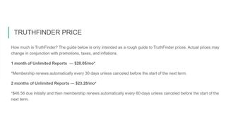 TruthFinder's pricing page