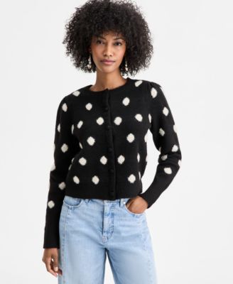 Women&#039;s Long-Sleeve Eyelash Dot Cardigan Sweater, Macy&#039;s Exclusive