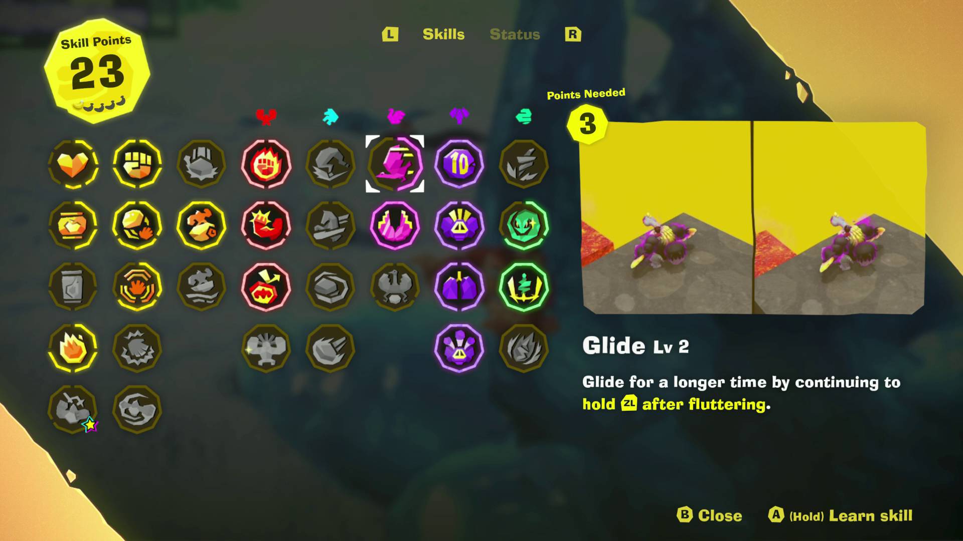 Donkey Kong Bananza skills and upgrades for Ostrich Bananza