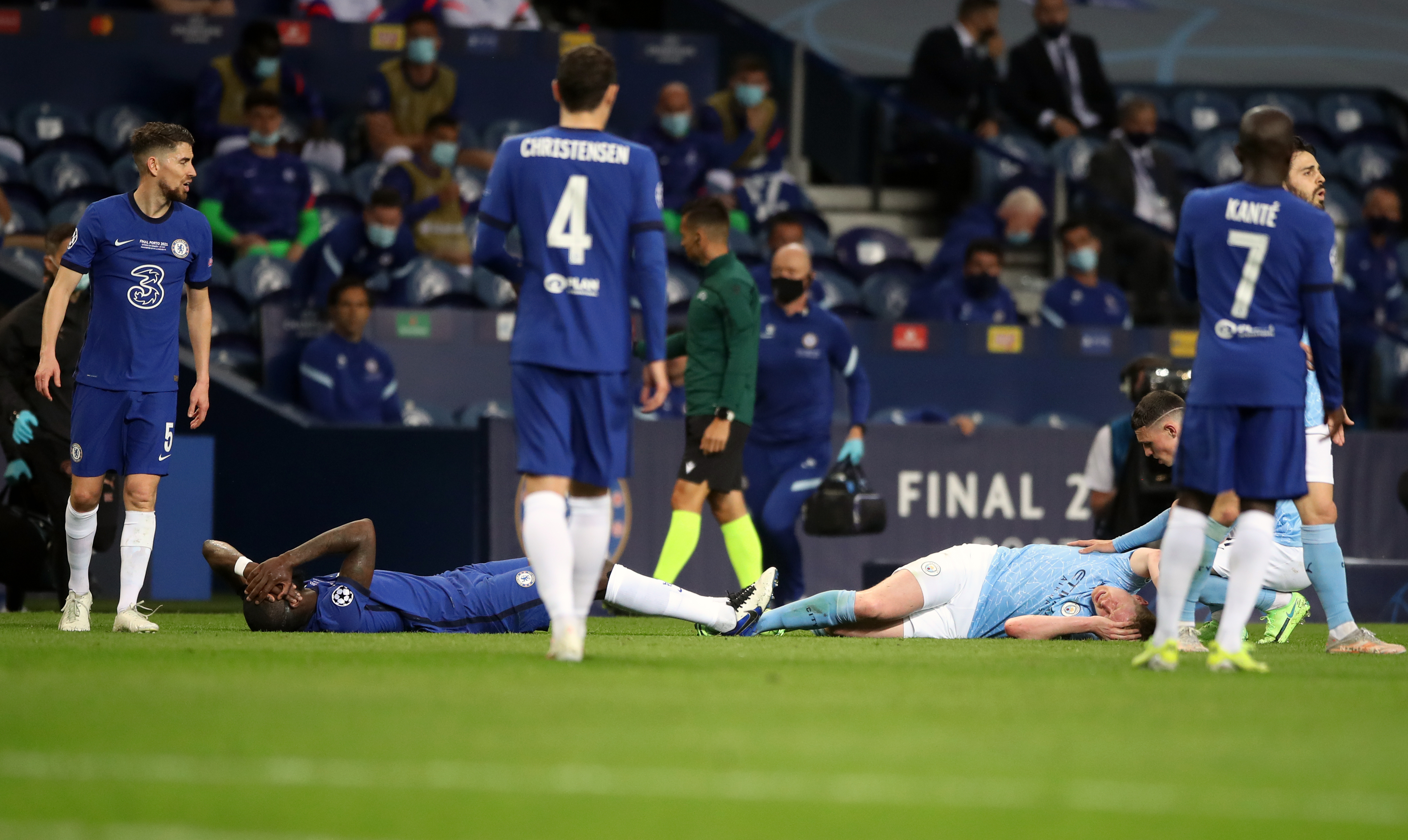 De Bruyne was injured in a clash with Antonio Rudiger