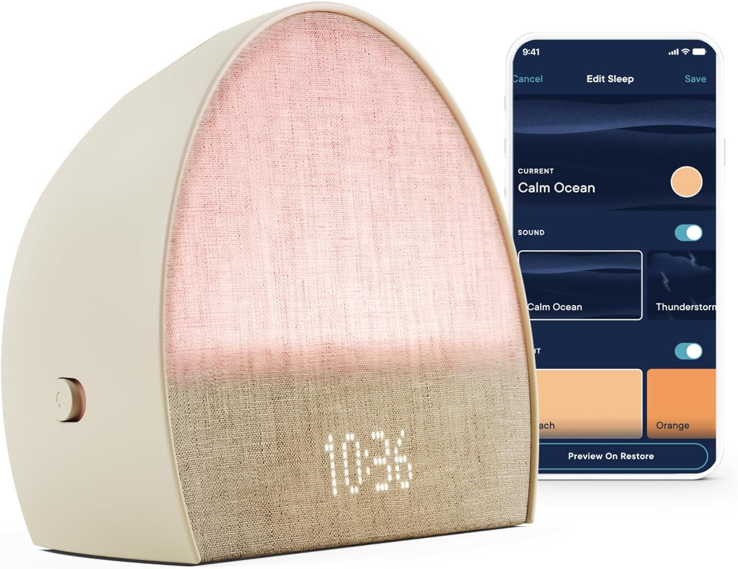 Hatch Restore 2 | Sunrise Alarm Clock | Sound Machine | Bedside Dream Machine | Smart Light | White Noise | Custom Sleep Routines | Dimmable Clock | Deep Sleep | Gentle Alarm | Wake Up Rested | Putty