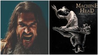 Robb Flynn of Machine Head and the cover of the band’s new album Of Kingdom And Crown