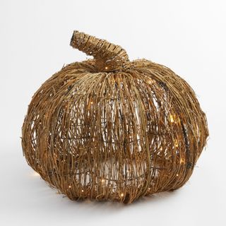 Lit Woven Pumpkin