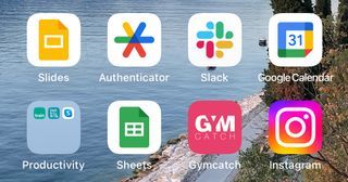 screenshot showing Google's app icons next to each other along with other app icons