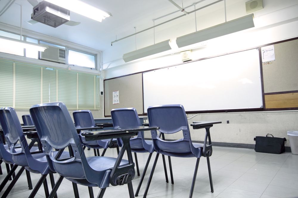 An empty classroom. 