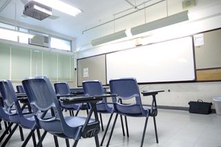 An empty classroom. 