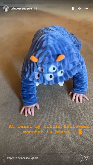Princess Eugenie's baby son August in a Monster Halloween costume