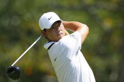 Tom Kim takes a shot at the Tour Championship at East Lake