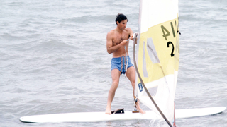 Prince Charles Windsurfing In Deauville, France in 1978