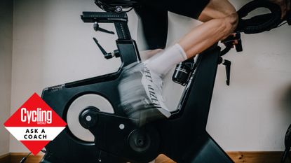 Male cyclist pedalling at a high cadence on a smart bike