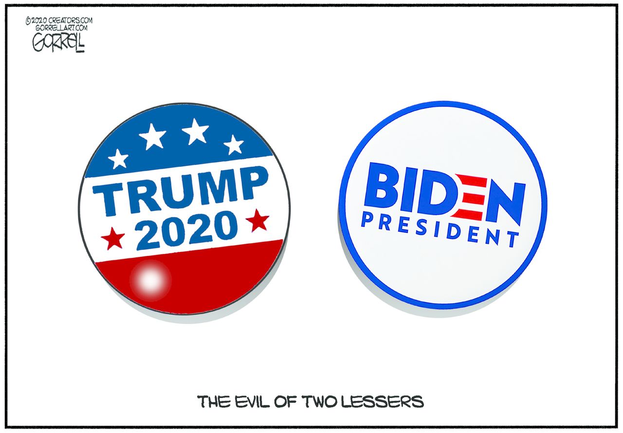 Political Cartoon U.S. Trump Biden 2020