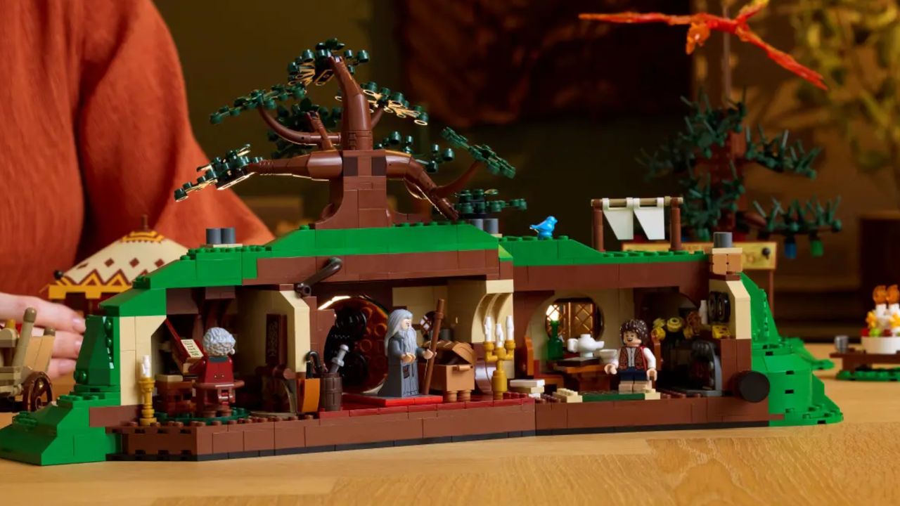 The back of Lego The Shire, with individual rooms and minifigures