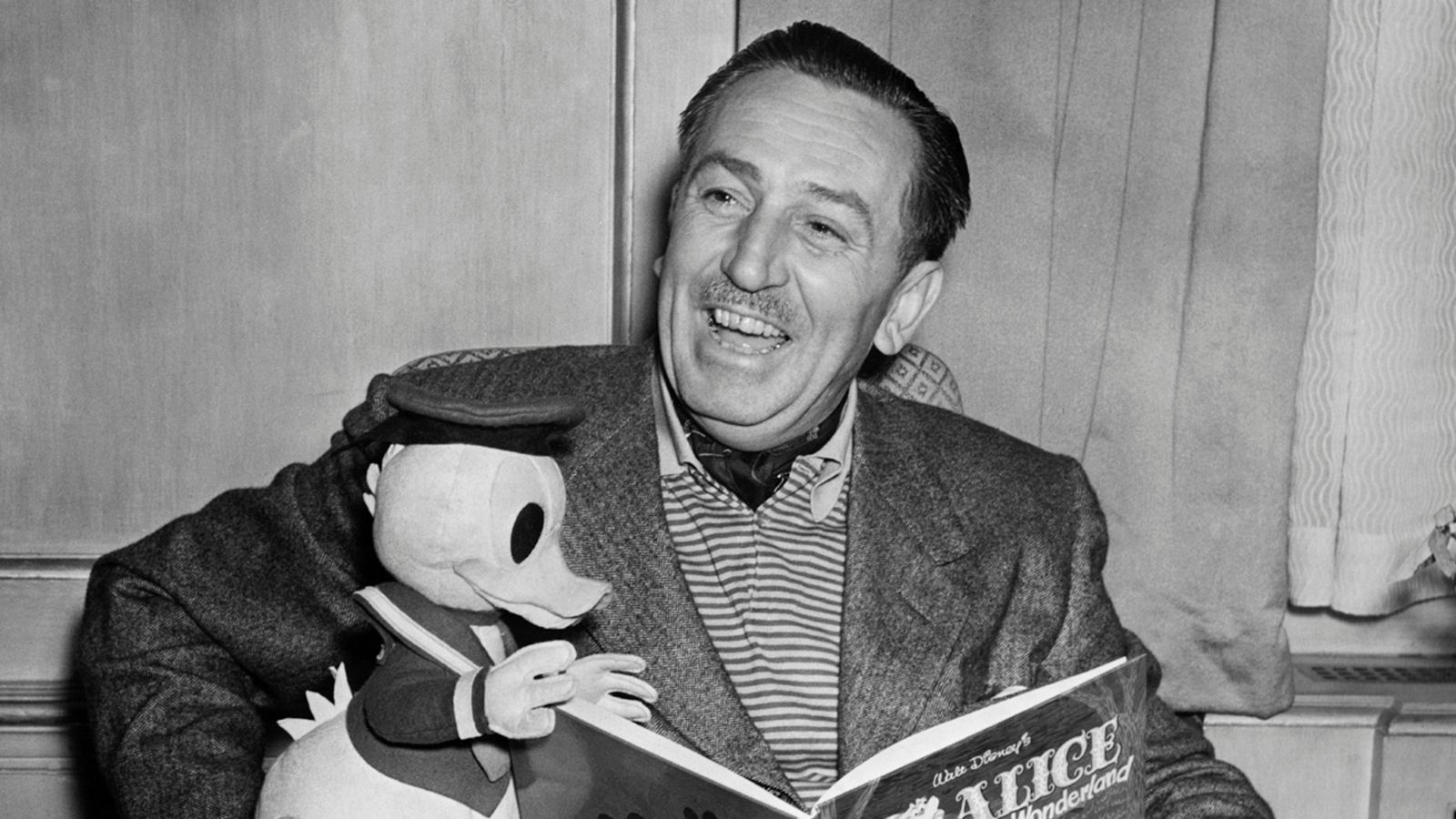 walt disney in black and white