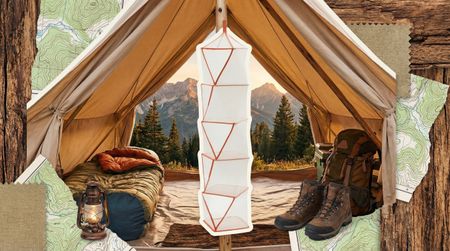 IKEA TIGERFINK organizer inside a tent 