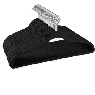 HOUSE DAY Black Velvet Hangers 60 Pack