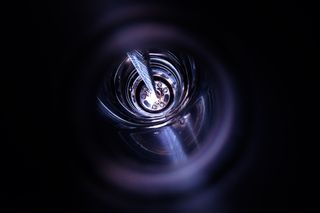 The germanium detector array is being lowered into the liquid argon. 