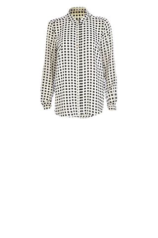 River Island Black And White Square Print Silky Shirt, Was £38, Now £15