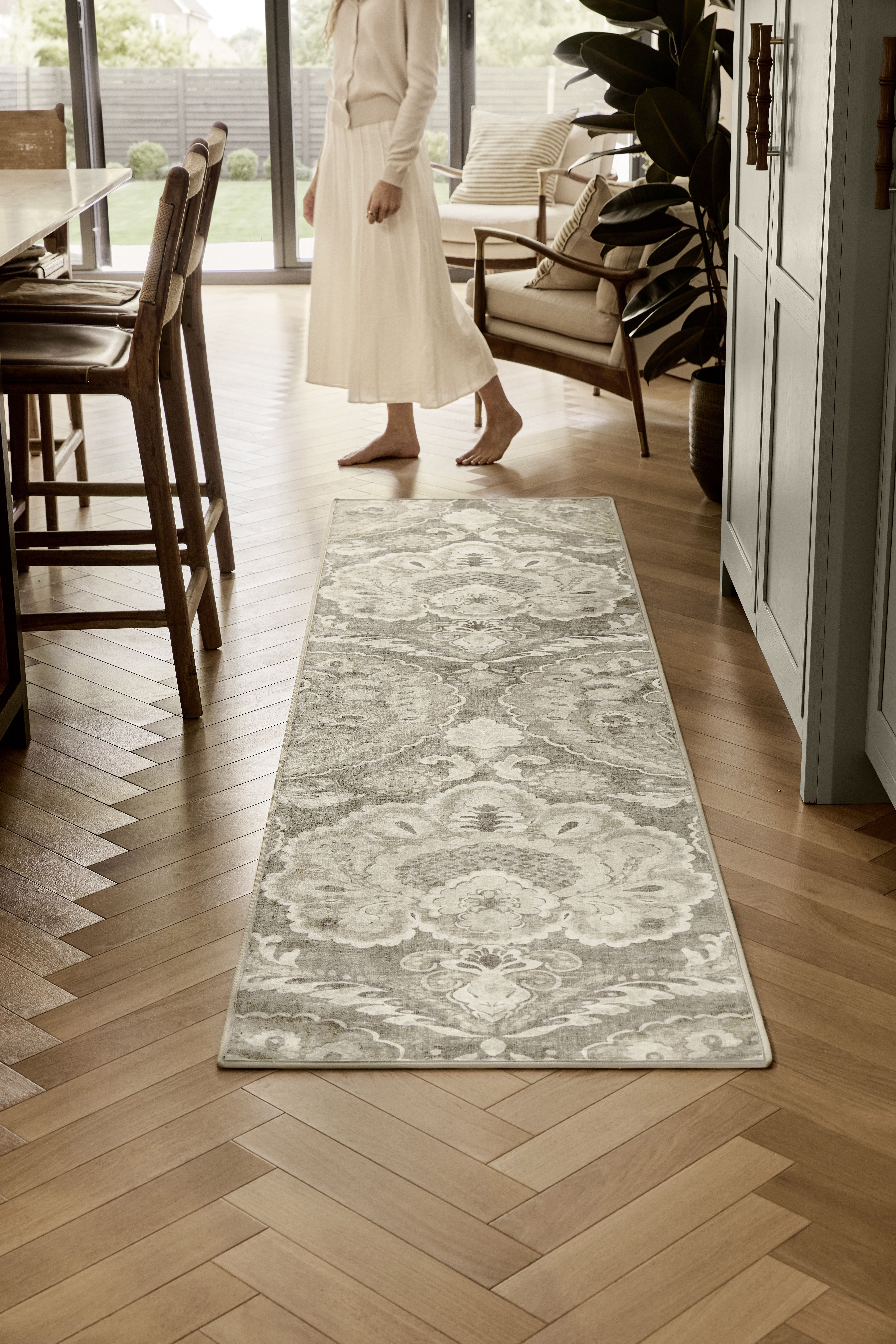 Hug Rug x Graham &amp;amp; Brown Rug Collection runner in a living room on wooden floor