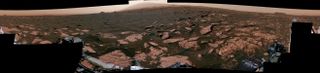 This 360-degree view from NASA's Curiosity Mars rover includes part of a linear-shaped dune the rover examined in early 2017 for comparison with what it found previously at crescent-shaped dunes.