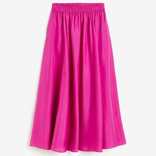 pink silk maxi skirt