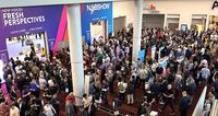 A crowd at the entrance to NAB Show 2025 in Las Vegas.