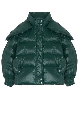 boxy puffer jacket in hunter green