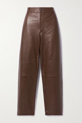 Trey Stretch-Leather Straight-Leg Pants