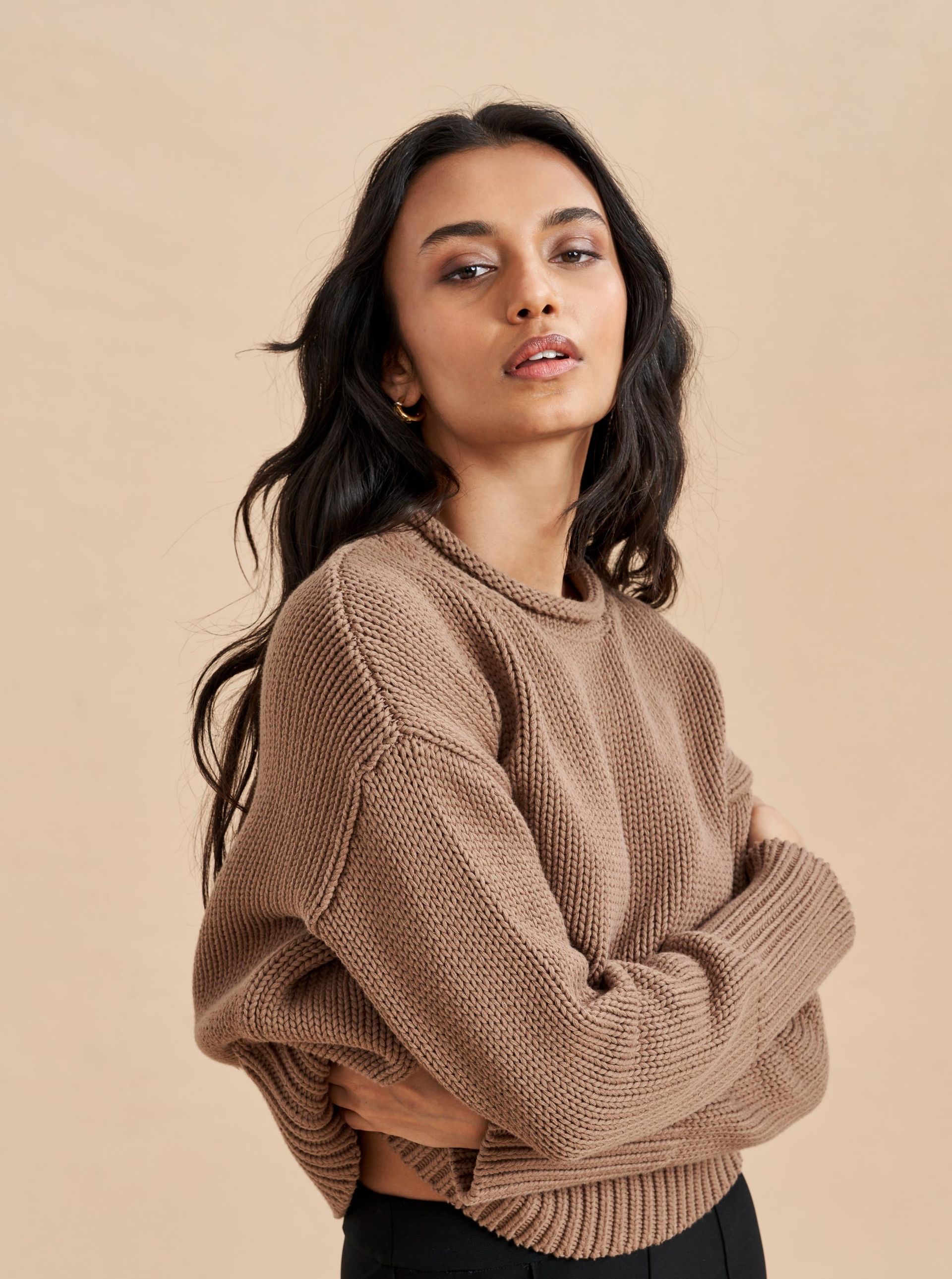 Solid Marina Sweater Xxs in Tan