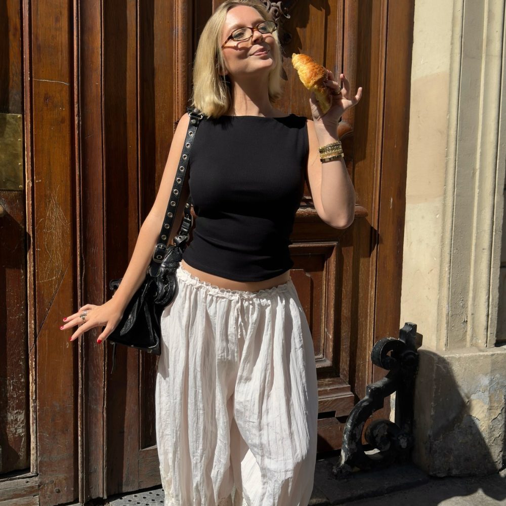 Not Linen, Not Denim: The Very Cute Trouser Trend People in Paris and London Are Wearing Nonstop