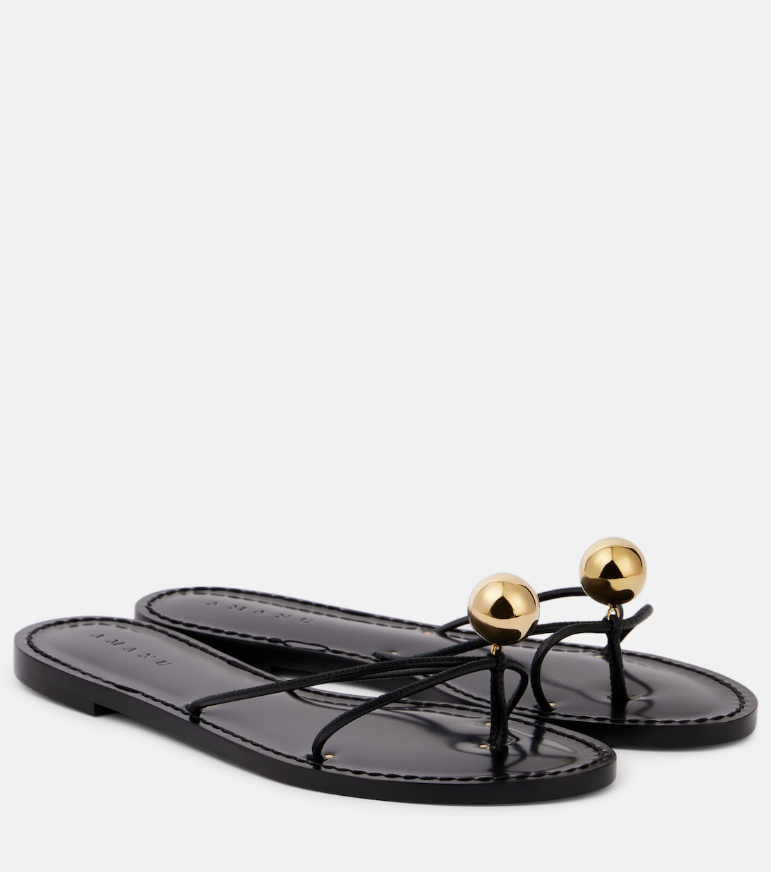 Malawi Embellished Leather Thong Sandals
