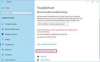 Additional Troubleshooters option