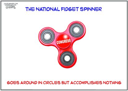 Political cartoon U.S. Congress fidget spinner gridlock