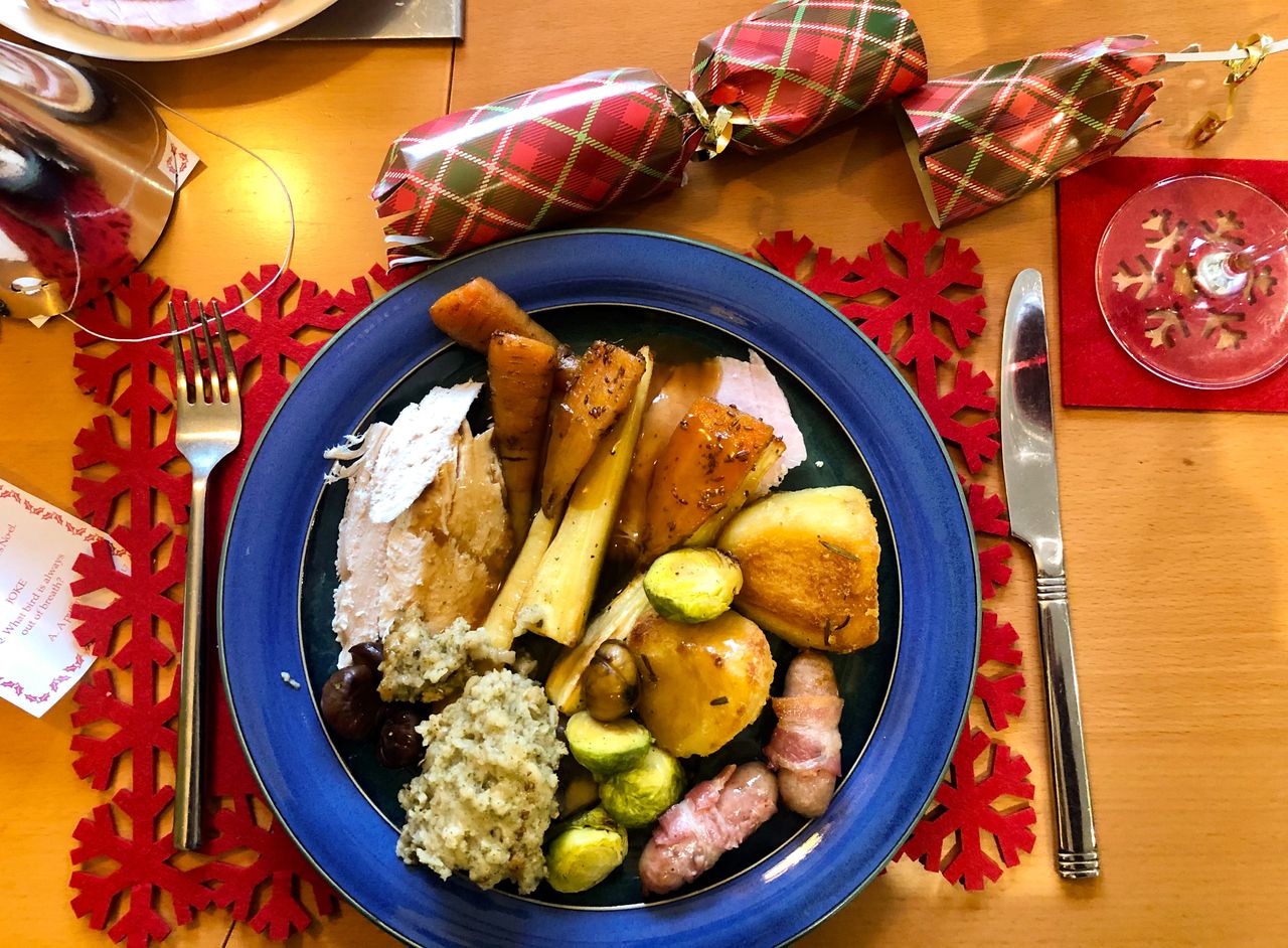 Christmas dinner on a plate