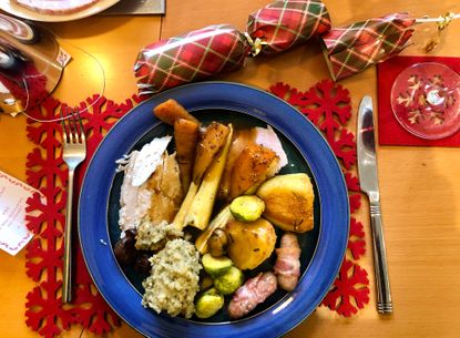 Christmas dinner on a plate