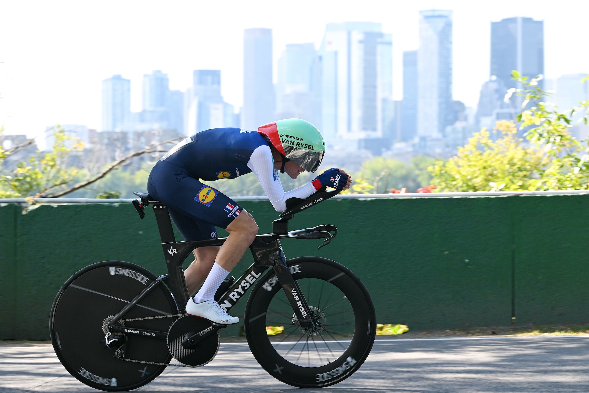 MONTREAL, QUEBEC - SEPTEMBER 20: Paul Seixas and Team France competes during the 99th UCI Road World Championships Montreal 2026 - Men Elite Individual Time Trial a 39,2km race from Montreal to Montreal on September 20, 2026 in Montreal, Quebec. (Photo by Dario Belingheri/Getty Images)