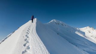 Mountaineer on the CMD of Ben Nevis in Winter