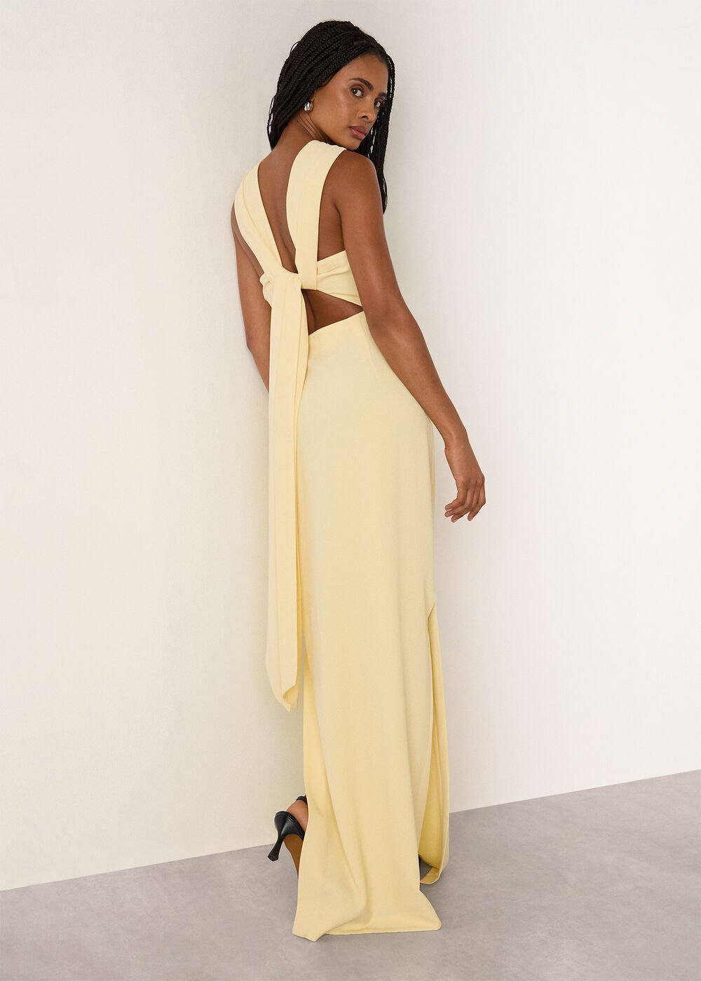 Butter Yellow Tie Back Maxi Dress