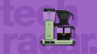 the best coffee maker is the Moccamaster KBGV Select which is shown here on a purple background