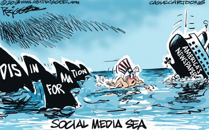 Editorial Cartoon U.S. Coronavirus Uncle Sam social media disinformation newspapers