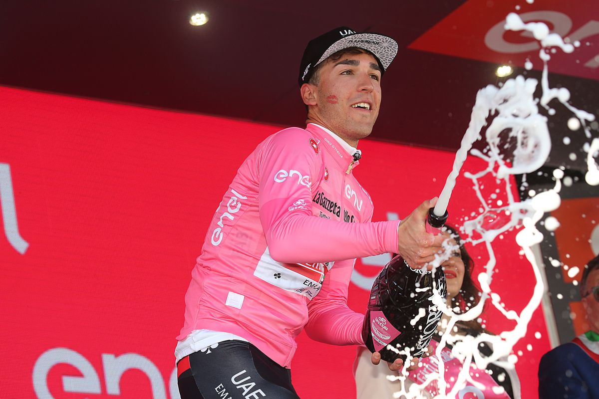 Valerio conti celebrates on the podium