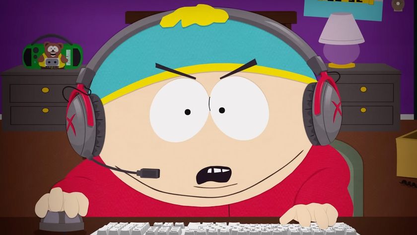 Eric Cartman playing Fortnite and looking angry