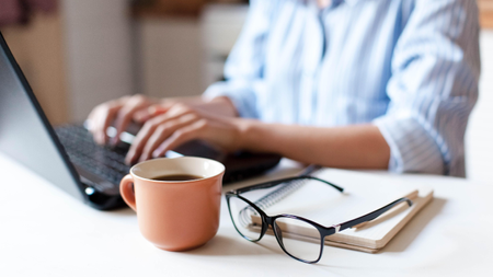 woman working from home at her desk