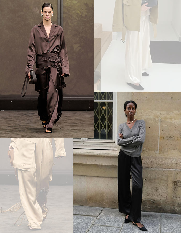 Women in silky pants