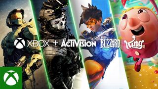 Title card from Microsoft trailer celebrating the completion of the Activision Blizzard acquisition