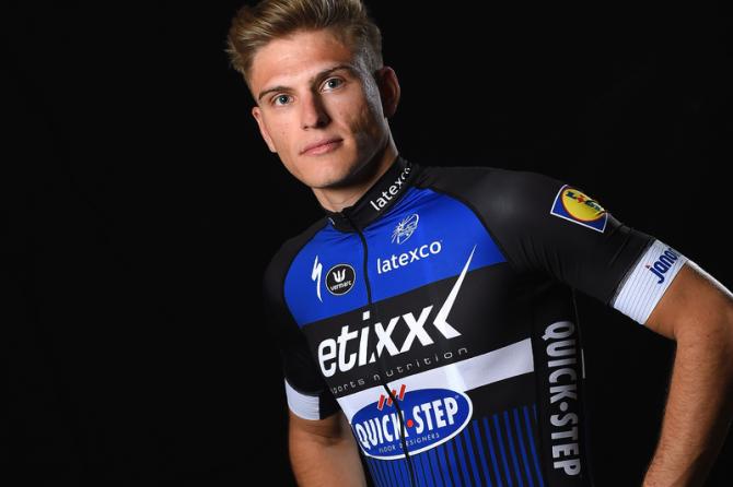 The 2016 Etixx - Quick-step team kit modelled by Marcel Kittel