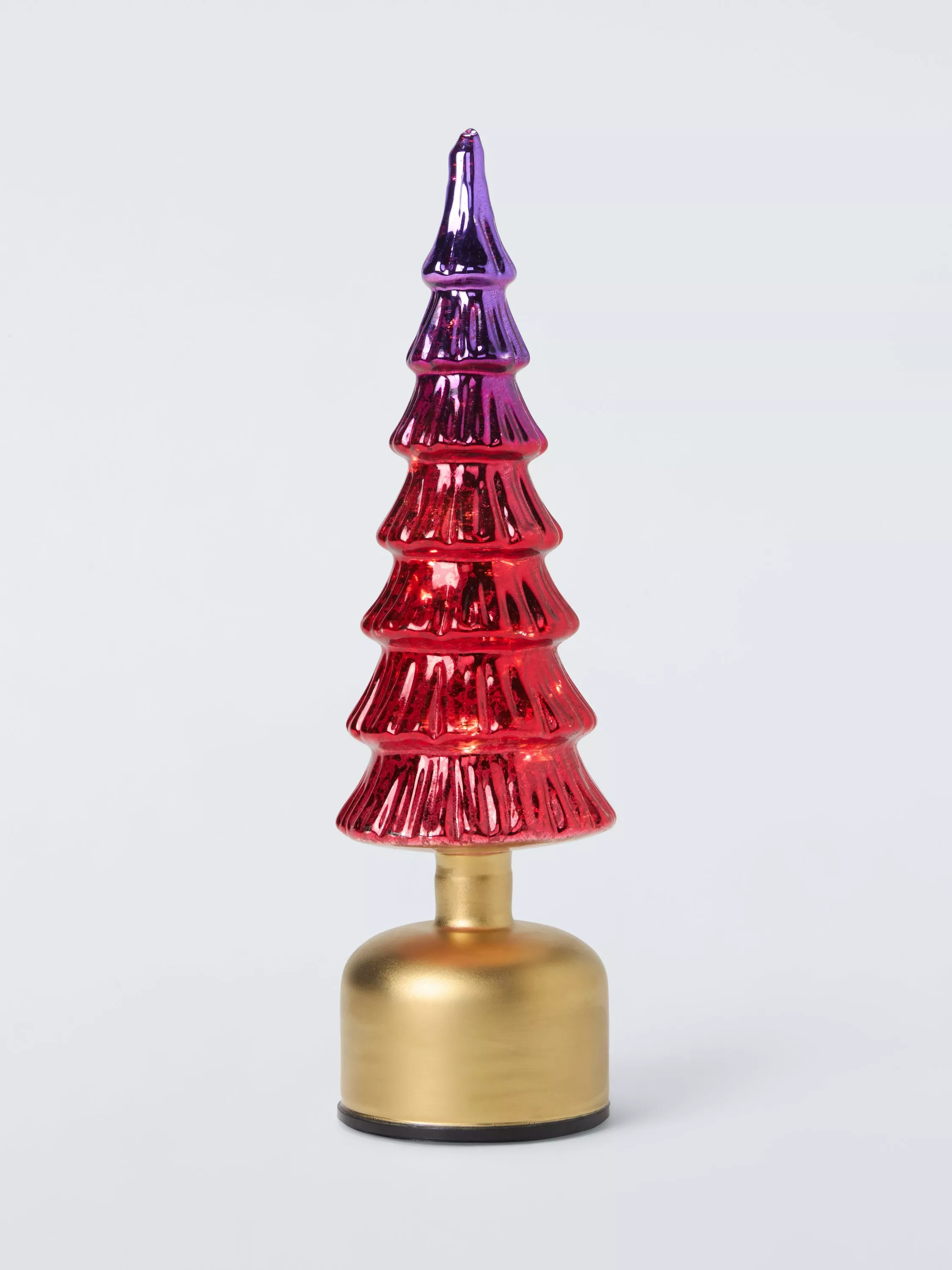John Lewis Led Rotating Glass Tree, H39cm, Red/purple