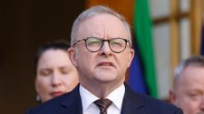Australian prime minister Anthony Albanese pictured speaking to the media at Parliament House on September 08, 2026 in Canberra, Australia.